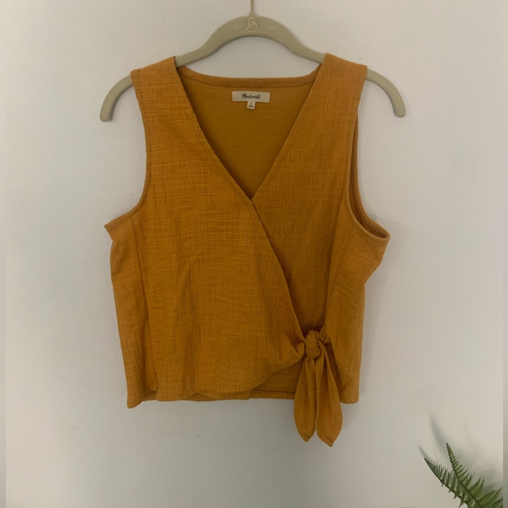 Madewell Texture and Thread Yellow Wrap Tank Top